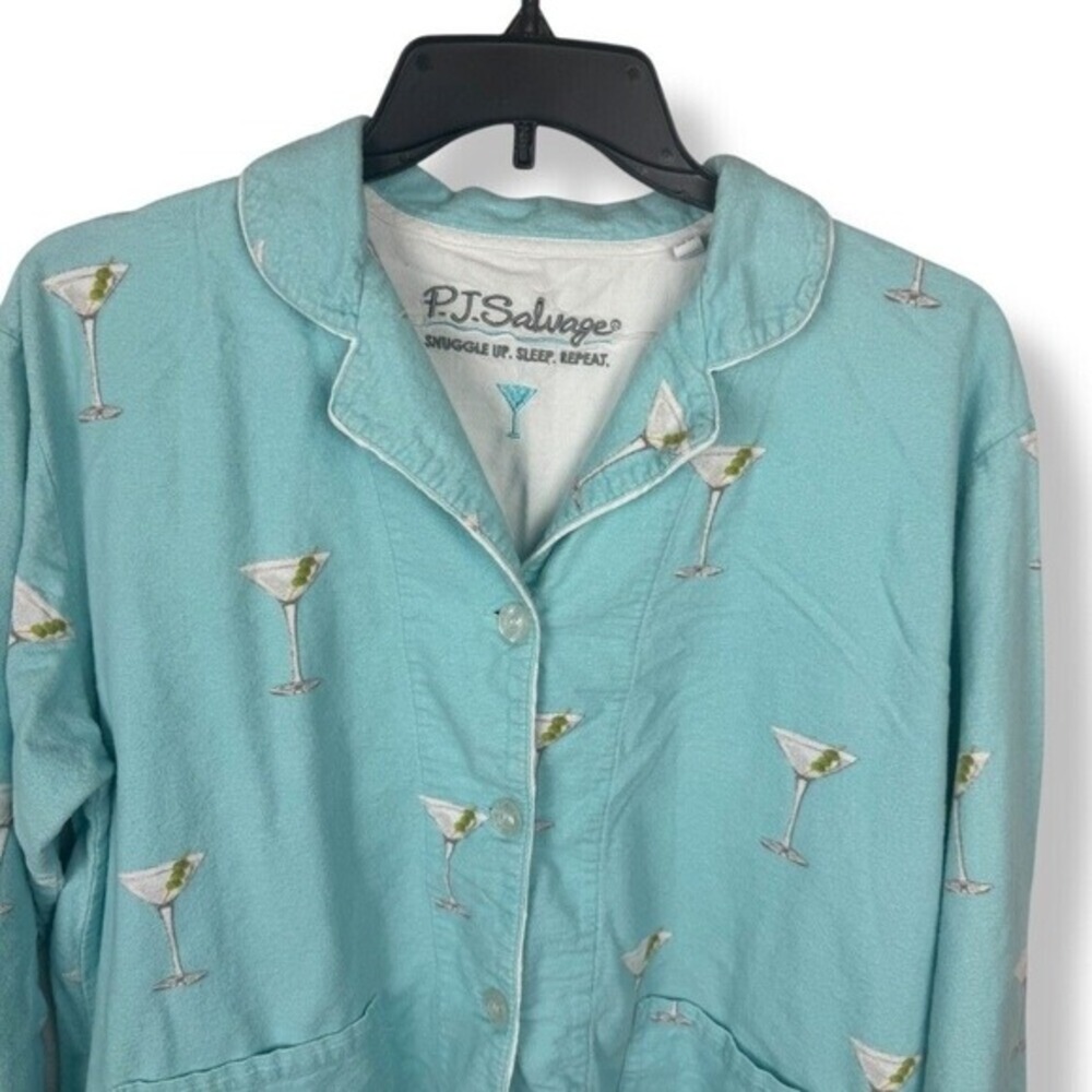 PJ Salvage Pajama Set Womens Size Large Flannel Martini Print Cozy Lounge Sleep - Picture 12 of 14